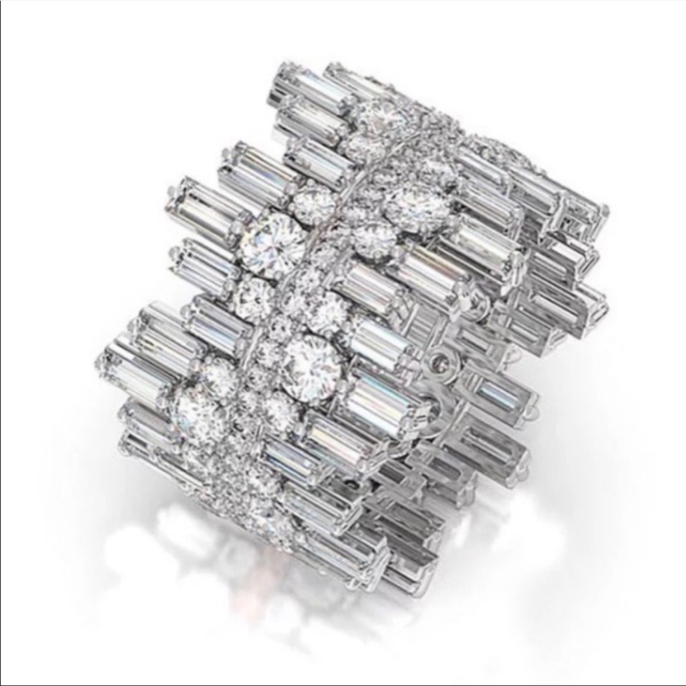 SQUARE 925 STERLING SILVER DIAMOND RING - Picture 6 of 7